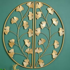24" Gold Ginkgo Leaf Wall Art Decor